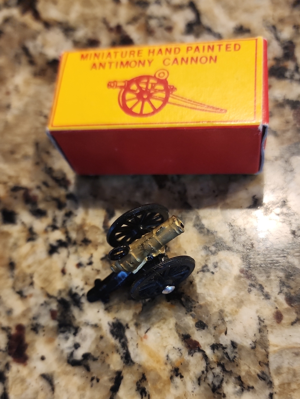 VTG JAPAN Miniature Hand Painted Antimony Cannon - Black & Gold